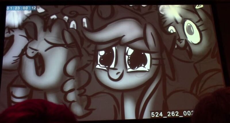 Size: 1197x645 | Tagged: safe, derpibooru import, screencap, applejack, pinkie pie, rarity, the mane attraction, animatic, crying, i am just a pony, san diego comic con, sdcc 2015