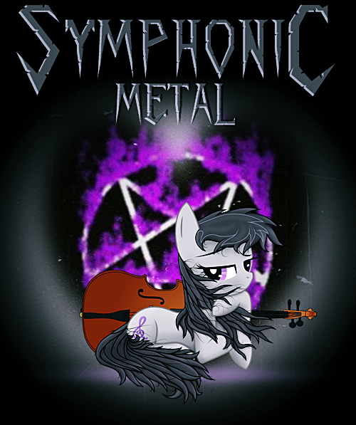 Size: 500x597 | Tagged: artist:grivous, artist:grumbeerkopp, cello, derpibooru import, edit, metal, musical instrument, nightwish, octavia melody, pentagram, safe, solo, symphonic metal