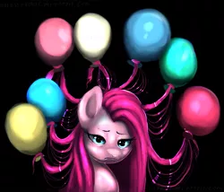 Size: 1967x1687 | Tagged: safe, artist:everlastingderp, derpibooru import, pinkie pie, balloon, pinkamena diane pie, sad, solo