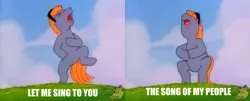 Size: 1616x656 | Tagged: derpibooru import, hill, image macro, meme, my little pony tales, safe, screencap, shop talk, singing, song of my people, teddy