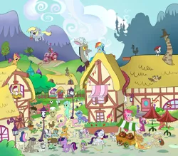 Size: 1500x1312 | Tagged: safe, artist:rovaa, derpibooru import, angel bunny, apple bloom, applejack, big macintosh, bon bon, cheerilee, cranky doodle donkey, derpy hooves, diamond tiara, discord, doctor whooves, fluttershy, granny smith, gummy, lyra heartstrings, mayor mare, opalescence, owlowiscious, pinkie pie, pipsqueak, rainbow dash, rarity, roseluck, scootaloo, silver spoon, smarty pants, snails, snips, spike, sweetie belle, sweetie drops, tank, time turner, trixie, twilight sparkle, twilight sparkle (alicorn), winona, zecora, alicorn, donkey, duck, parasprite, pony, zebra, apple, cheerimac, cutie mark crusaders, female, fire ruby, football, male, mane seven, mane six, muffin, pet six, ponyville, shipping, straight, wall of tags