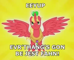 Size: 1182x951 | Tagged: safe, derpibooru import, screencap, big macintosh, alicorn, pony, do princesses dream of magic sheep, magical mystery cure, accent, alicorn drama, image macro, male, meme, princess big mac, solo, stallion