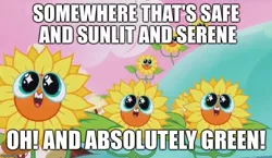 Size: 861x500 | Tagged: a troll in central park, derpibooru import, do princesses dream of magic sheep, image macro, lyrics, meme, nightmare fuel, nightmare sunflower, pure unfiltered evil, safe, screencap, song reference, sunflower