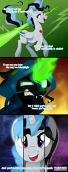 Size: 1200x3000 | Tagged: safe, artist:va1ly, derpibooru import, queen chrysalis, oc, oc:curly mane, oc:earl grey, oc:spinel, alicorn, pony, comic, early, fangs, fusion, gem fusion, magic, steven universe, stronger than you