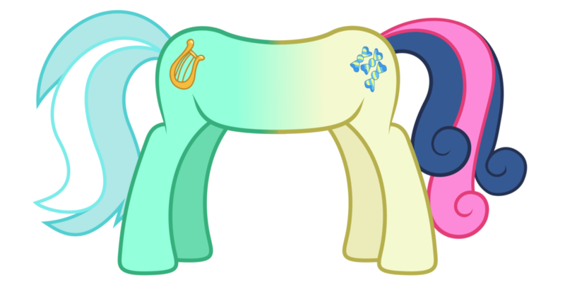 Size: 1024x512 | Tagged: artist:kmanalli, bon bon, buttpony, derpibooru import, do princesses dream of magic sheep, flank, fusion, lyrabon (fusion), lyra heartstrings, meme, safe, simple background, simpsons did it, sweetie drops, tail, the simpsons, transparent background, vector, wat, what has science done