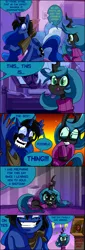 Size: 1280x3746 | Tagged: artist:jokerpony, ask teen chrysalis, clothes, comic, derpibooru import, faic, goth, princess luna, queen chrysalis, safe, slasher smile, sweater, tumblr, turtleneck