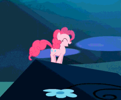 Size: 815x676 | Tagged: animated, basil, bouncing, cave, cave pool, derpibooru import, do princesses dream of magic sheep, dragon, mirror pool, open mouth, pinkie pie, ponk, safe, screencap