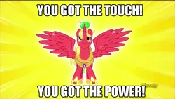 Size: 800x450 | Tagged: safe, derpibooru import, screencap, big macintosh, alicorn, pony, do princesses dream of magic sheep, image macro, meme, princess big mac, stan bush, thanks m.a. larson, the touch