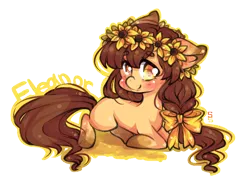 Size: 702x522 | Tagged: artist:clockwork-neko, blank flank, derpibooru import, floral head wreath, flower, oc, oc:eleanor, safe, solo, unofficial characters only