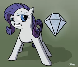 Size: 1552x1343 | Tagged: safe, artist:johnnoz, derpibooru import, rarity, pony, unicorn, diamond, gem, missing horn, solo, sweat