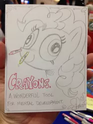 Size: 1019x1359 | Tagged: andy you magnificent bastard, artist:andypriceart, crayons, derpibooru import, pinkie pie, safe, solo, the simpsons, traditional art