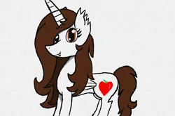 Size: 1542x1028 | Tagged: alicorn, alicorn oc, brown eyes, brown mane, derpibooru import, oc, oc:apple shimmers, original species, safe, solo, timber pony, unofficial characters only