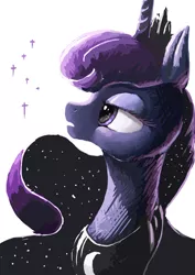 Size: 1183x1673 | Tagged: safe, artist:plainoasis, derpibooru import, princess luna, portrait, solo