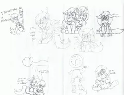 Size: 1615x1240 | Tagged: artist:laptopbrony, coffee, coffee iv, cookie, cuddling, cute, derpibooru import, doodle, energy drink, monochrome, nom, oc, oc:cecil, oc:darcy sinclair, oc:julius, oc:rob the cloud, pencil drawing, safe, snuggling, traditional art, unofficial characters only