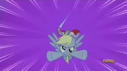 Size: 640x360 | Tagged: safe, derpibooru import, screencap, derpy hooves, spike, dragon, pegasus, pony, do princesses dream of magic sheep, beefspike, derpysaur, dragons riding ponies, epic derpy, female, flying, mare
