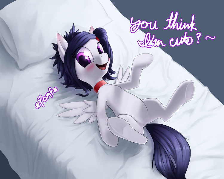 Size: 5000x4000 | Tagged: alternate universe, artist:ligerstorm, ask trap-rumble, bed, choker, crossdressing, cute, derpibooru import, featureless crotch, male, pomf, rumble, rumblebetes, solo, solo male, suggestive, trap, underhoof