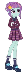 Size: 3300x8650 | Tagged: safe, artist:mixiepie, derpibooru import, sunny flare, equestria girls, friendship games, absurd resolution, bowtie, clothes, crystal prep academy, crystal prep academy uniform, crystal prep shadowbolts, pleated skirt, school uniform, simple background, skirt, solo, transparent background, vector