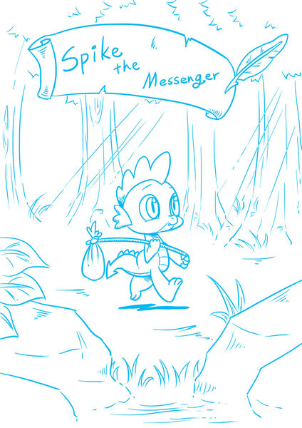 Size: 1024x1449 | Tagged: artist:mrs1989, bindle, comic cover, derpibooru import, monochrome, safe, solo, spike, spike the messenger