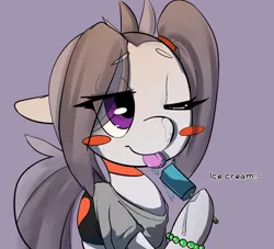 Size: 1280x1161 | Tagged: alternate hairstyle, artist:arkiiwarki, ask, ask trap-rumble, bracelet, choker, clothes, crossdressing, cute, derpibooru import, dialogue, eyelashes, foal, food, ice cream, male, popsicle, rumble, safe, sea salt ice cream, shirt, shorts, solo, tail wrap, trap, tumblr