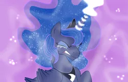 Size: 2867x1850 | Tagged: safe, artist:riisusparkle, derpibooru import, princess luna, do princesses dream of magic sheep, crying, dream, gritted teeth, magic, night, scene interpretation, solo