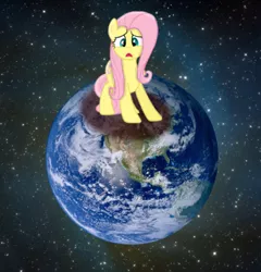 Size: 2224x2320 | Tagged: safe, artist:sexyman60, derpibooru import, fluttershy, pegasus, pony, earth, giant pony, giantess, irl, macro, photo, ponies in real life, space, stars