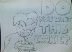 Size: 632x454 | Tagged: artist:ljdamz1119, cake, derpibooru import, do you want this cake, pinkie pie, safe, solo, traditional art