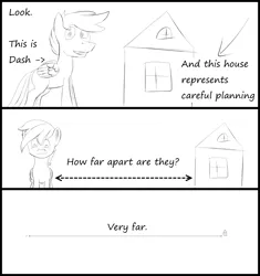 Size: 1389x1477 | Tagged: safe, artist:gapaot, derpibooru import, oc, oc:random dash, unofficial characters only, blank flank, comic, monochrome, science, sketch