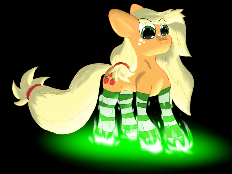 Size: 1023x769 | Tagged: applejack, artist:firefanatic, clothes, derpibooru import, fire, safe, socks, solo, striped socks