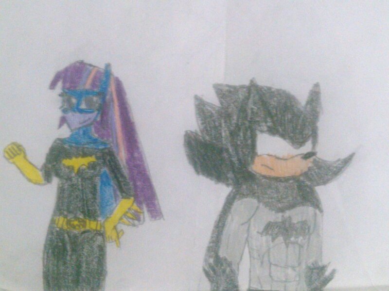 Size: 1024x768 | Tagged: safe, artist:brandonale, derpibooru import, twilight sparkle, equestria girls, batgirl, batman, clothes, cosplay, costume, crossover, dc comics, shadow the hedgehog, shadtwi, sonic the hedgehog, sonic the hedgehog (series), traditional art