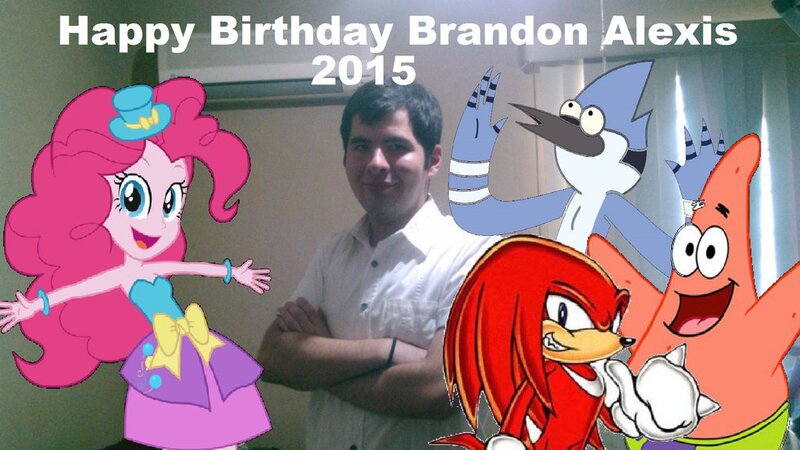 Size: 1024x576 | Tagged: safe, artist:brandonale, derpibooru import, edit, pinkie pie, human, equestria girls, birthday, crossover, happy birthday, image macro, irl, irl human, knuckles the echidna, meme, mordecai, patrick star, photo, regular show, sonic the hedgehog, sonic the hedgehog (series), spongebob squarepants