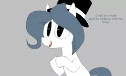 Size: 1207x723 | Tagged: safe, artist:hattsy, derpibooru import, oc, oc:hattsy, unofficial characters only, earth pony, pony, dialogue, female, gray background, hat, mare, shitposting, simple background, solo, top hat, vulgar