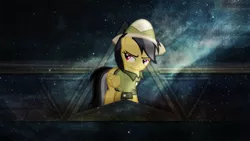 Size: 1920x1080 | Tagged: safe, artist:dewlshock, artist:rdbrony16, derpibooru import, daring do, pegasus, pony, abstract background, clothes, female, hat, mare, shirt, solo, space, stars, triangle, vector, wallpaper