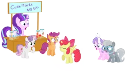 Size: 3485x2000 | Tagged: safe, artist:sollace, derpibooru import, apple bloom, diamond tiara, scootaloo, silver spoon, starlight glimmer, sweetie belle, alicorn, earth pony, pegasus, pony, unicorn, applejack's cutie mark, bad end, bloomicorn, booth, capitalist communist, cutie mark, cutie mark crusaders, female, filly, high res, how, i've made a huge mistake, jar, jars, mare, pinkie pie's cutie mark, rainbow dash's cutie mark, raised hoof, rarity's cutie mark, shocked, side effects, simple background, transparent background, twilight's cutie mark, vector, wrong eye color, xk-class end-of-the-world scenario