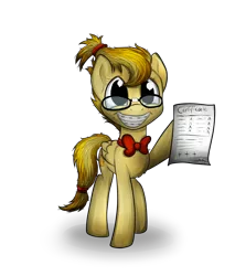 Size: 1024x1200 | Tagged: adorkable, artist:lupiarts, bowtie, braces, cute, cutefire, derpibooru import, dork, fluffy, freckles, glasses, grin, nerd, safe, simple background, smiling, solo, spitfire, squee, transparent background