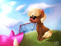 Size: 2400x1800 | Tagged: safe, artist:sparkingcomet, derpibooru import, apple bloom, oc, oc:cedar