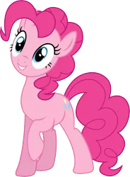 Size: 3486x4729 | Tagged: artist:illumnious, cute, derpibooru import, diapinkes, pinkie pie, raised hoof, safe, simple background, smiling, solo, transparent background, vector