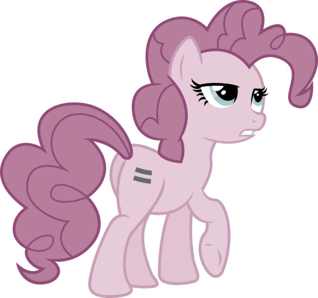 Size: 6805x6393 | Tagged: safe, artist:illumnious, derpibooru import, pinkie pie, earth pony, pony, the cutie map, absurd resolution, bad end, equal cutie mark, equalized, female, mare, raised hoof, simple background, solo, the bad guy wins, transparent background, underhoof, vector