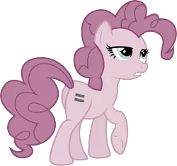 Size: 6805x6393 | Tagged: safe, artist:illumnious, derpibooru import, pinkie pie, earth pony, pony, the cutie map, absurd resolution, bad end, equal cutie mark, equalized, female, mare, raised hoof, simple background, solo, the bad guy wins, transparent background, underhoof, vector