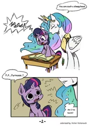 Size: 1024x1449 | Tagged: artist:mrs1989, colored, comic, crying, derpibooru import, filly, filly twilight sparkle, princess celestia, safe, school, spike the messenger, twilight sparkle
