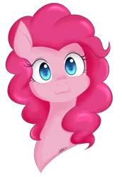 Size: 1080x1574 | Tagged: safe, artist:jovalic, derpibooru import, pinkie pie, earth pony, pony, :3, bust, colored pupils, cute, diapinkes, female, looking at you, mare, portrait, simple background, solo, transparent background