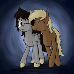 Size: 716x716 | Tagged: safe, artist:paper-pony, derpibooru import, oc, oc:mortimer hooves, oc:paper pony, unofficial characters only, earth pony, pegasus, pony, abstract background, gay, male, nuzzling, shipping, smiling, stallion