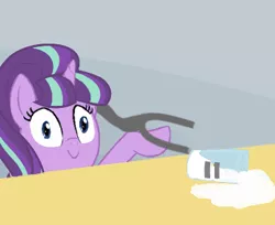 Size: 391x319 | Tagged: safe, derpibooru import, starlight glimmer, pony, unicorn, equal, exploitable meme, meme, milk, pure unfiltered evil, s5 starlight, spilled milk, staff, staff of sameness, starlight glimmer is worst pony, this ended in communism