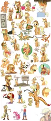 Size: 3000x7000 | Tagged: safe, artist:heir-of-rick, derpibooru import, applejack, pinkie pie, anthro, breezie, centaur, cyborg, human, monster pony, original species, pegasus, pony, semi-anthro, tatzlpony, yoshi, absurd resolution, anthro centaur, applebreezie, banjo, boots, breeziefied, caramel apple (food), centaurjack, chest fluff, clothes, collage, confetti, cowboy bebop, doctor who, dollar, ear fluff, element of honesty, element of loyalty, engiejack, engineer, feed bag, filly, fire, flashlight (object), floppy ears, goggles, gun, hat, hatless, horses doing horse things, humanized, impossibly large ears, indiana jones, jackletree, jeans, leash, missing accessory, mjölnir, multeity, musical instrument, on fire, overalls, pants, parody, pony pet, race swap, scarf, shoes, simple background, species swap, style emulation, super mario bros., tatzljack, team fortress 2, this is fine, thor, trap (device), tremors, turret, volleyball, waving, weapon, white background