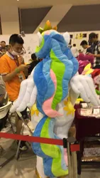 Size: 639x1136 | Tagged: artist:hutouluosha, derpibooru import, fluttershy, fursuit, guangzhou furrycon, human, irl, irl human, photo, pinkie pie, plushie, princess celestia, rainbow scratch(photographers), safe, vestie, yukandasama(coser)