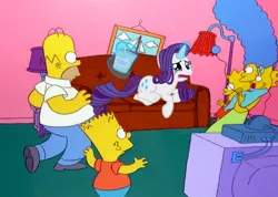 Size: 497x353 | Tagged: couch gag, crossover, derpibooru import, fainting couch, ice cream, rarity, safe, the simpsons