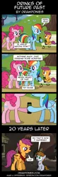 Size: 850x2599 | Tagged: safe, artist:drawponies, derpibooru import, pinkie pie, rainbow dash, scootaloo, oc, oc:littlepip, earth pony, pegasus, pony, unicorn, fallout equestria, fanfic, bad future, bandana, blank flank, comic, crossover, dirty, energy drink, fanfic art, female, filly, foal, future, hooves, horn, mare, monster energy, mud, older, older scootaloo, open mouth, ponyville, post-apocalyptic, ruins, sitting, standing, tree, wings, xk-class end-of-the-world scenario, you fool