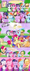 Size: 1714x4096 | Tagged: safe, artist:awesomepiefive, derpibooru import, applejack, fluttershy, pinkie pie, rainbow dash, rarity, twilight sparkle, dog, earth pony, pegasus, pony, pug, shark, unicorn, flutter brutter, :<, :i, :o, :x, blushing, comic, d:, eye beams, fluttershy's brother (fanon), harsher in hindsight, jossed, mane six, puppy, whistle, wide eyes