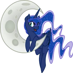 Size: 894x899 | Tagged: artist:glacierclear, artist:sketchy brush, collaboration, derpibooru import, looking at you, moon, open mouth, princess luna, safe, simple background, solo, tangible heavenly object, transparent background, vector, vector trace