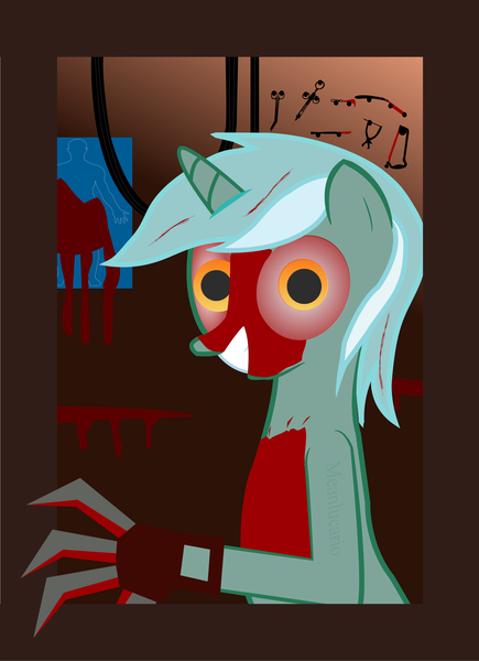 Size: 2085x2875 | Tagged: anthropology-with-lyra, artist:meanlucario, blood, claws, derpibooru import, fanfic:anthropology, hand, lyra bloodstrings, lyra heartstrings, semi-grimdark, solo