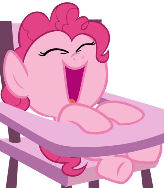 Size: 2704x3104 | Tagged: safe, artist:beavernator, derpibooru import, pinkie pie, pony, baby, baby pie, baby pony, beavernator is trying to murder us, cute, diapinkes, filly, foal, highchair, laughing, solo